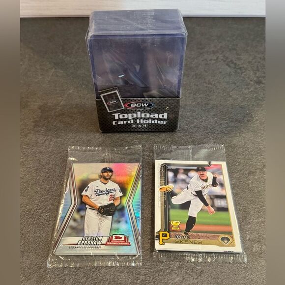 BCW 3x4 Topload Card Holder 24ct and 2 Packs of TOPPS Baseball Cards - Picture 1 of 7